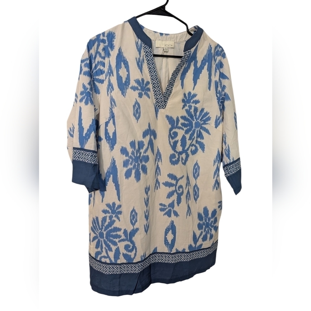 Pinch, Navy Ikat,Blue and White Patterned Tunic Dress, Size S - Picture 3 of 5